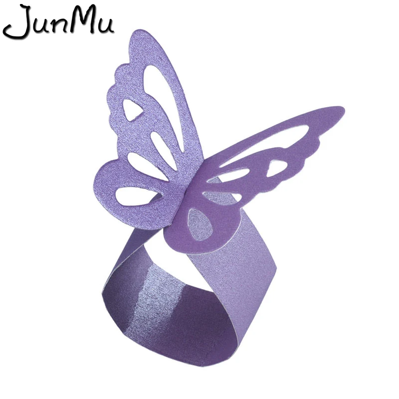 lavender 50 шт./лот бумажные кольца для салфеток с бабочкой для свадебного украшения вечерние принадлежности обеденный декор для банкетного стола аксессуары - Цвет: lavender