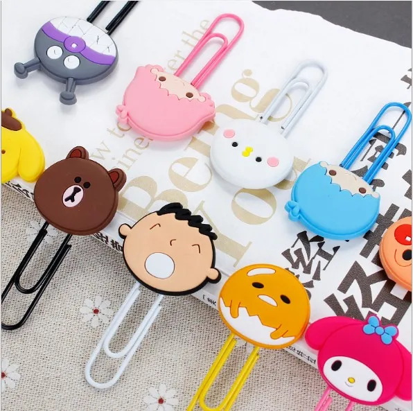 1 шт. рисунки из мультфильма ПВХ Kuromi Pororo Rilakkuma закладки бумажные зажимы студенческие канцелярские принадлежности клипса для заметок детские игрушки подарок