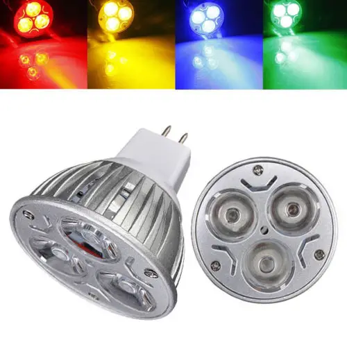 

10pcs/lot MR16 3 LED Energy Saving Spotlight Down Light Home Lamp Bulb DC12V White/Warm White/Pure White/Red/Yellow/Blue/Gre