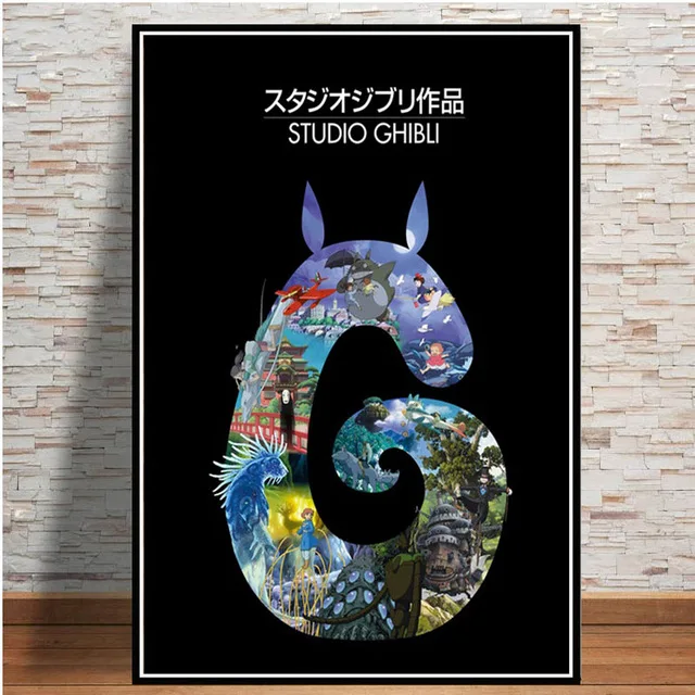 Домашний декор, настенный арт, холст, живопись, студия Ghibli, дань Японии, аниме, современные принты, картины, скандинавский плакат, гостиная, модульная - Цвет: BO xianru568-05