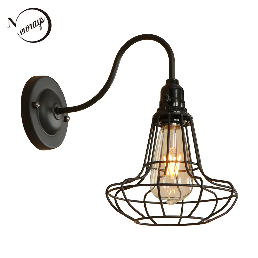 Новинка железная окрашенная кантри черная настенная лампа LED E27 ретро
