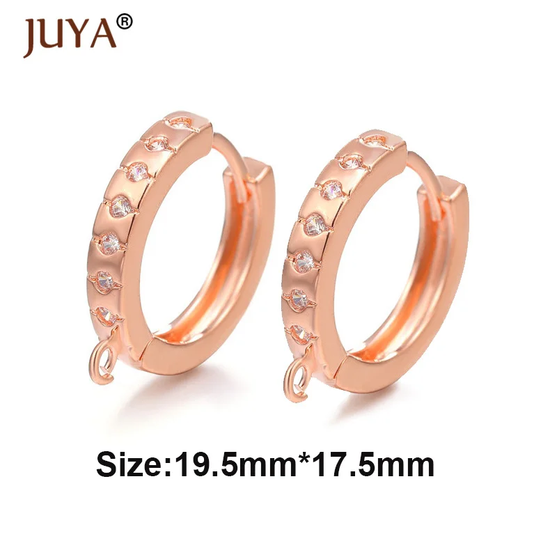 Rose Gold Новые 3 типа высококачественных медных инкрустация цирконием серьги-Крючки для изготовления серег DIY ювелирные аксессуары-фурнитура швензы - Цвет: Rose Gold