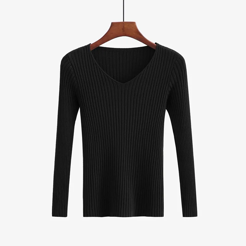 Autumn new Fashion women sweater elegant female thin V neck sweaters slim long sleeve Knitted Pullovers tight D232 | Женская одежда