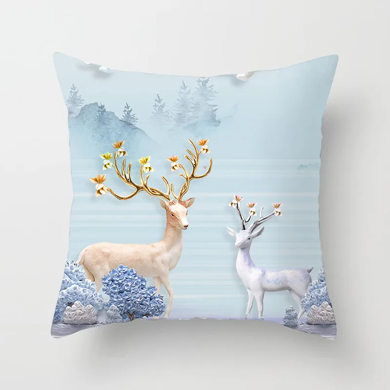 

Fuwatacchi Animal Cushion Cover Christmas Deer Forest Printed Pillow Cover For Sofa Car Chair Home Decor Pillow Case 45cm*45cm