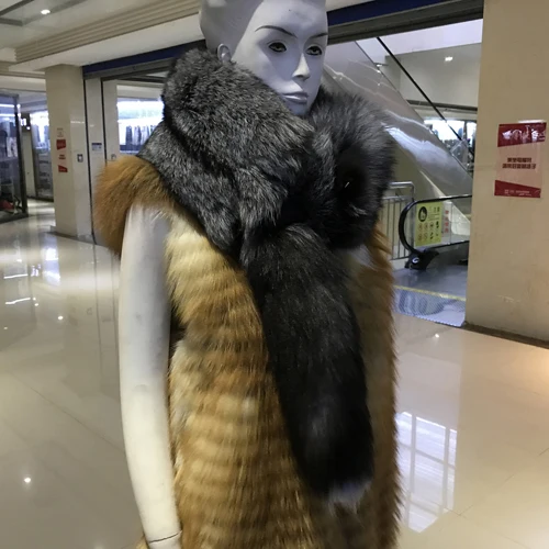 sliver fox fur Новые роскошные женские зимние шарфы из натурального Лисьего меха натуральный Лисий мех воротник теплый мягкий модный шарф из натурального Лисьего меха - Цвет: sliver fox fur