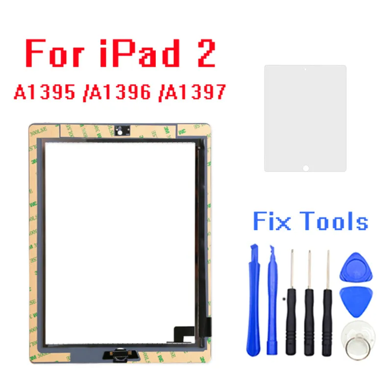 Для iPad 2 сенсорный экран стекло дигитайзер Замена + кнопка домой клей камера