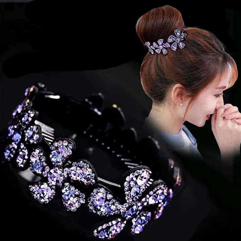 Новинка аксессуары для волос в виде булочек женские заколки стразы цветок