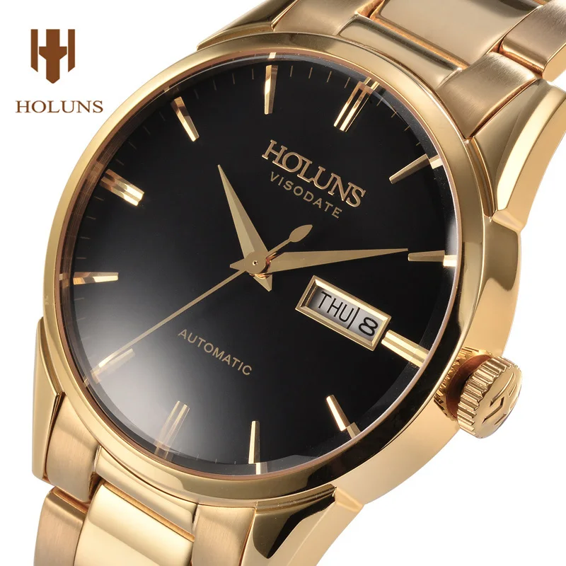 Роскошные Holuns импорт деловые часы для мужчин сапфир водостойкий Дата День