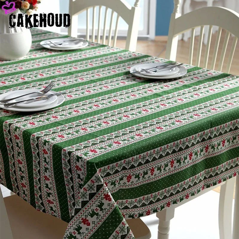 CAKEHOUD Рождественская скатерть полиэстер хлопок имитация маргарина Рождественская елка красный олень принт стол кофейная скатерть