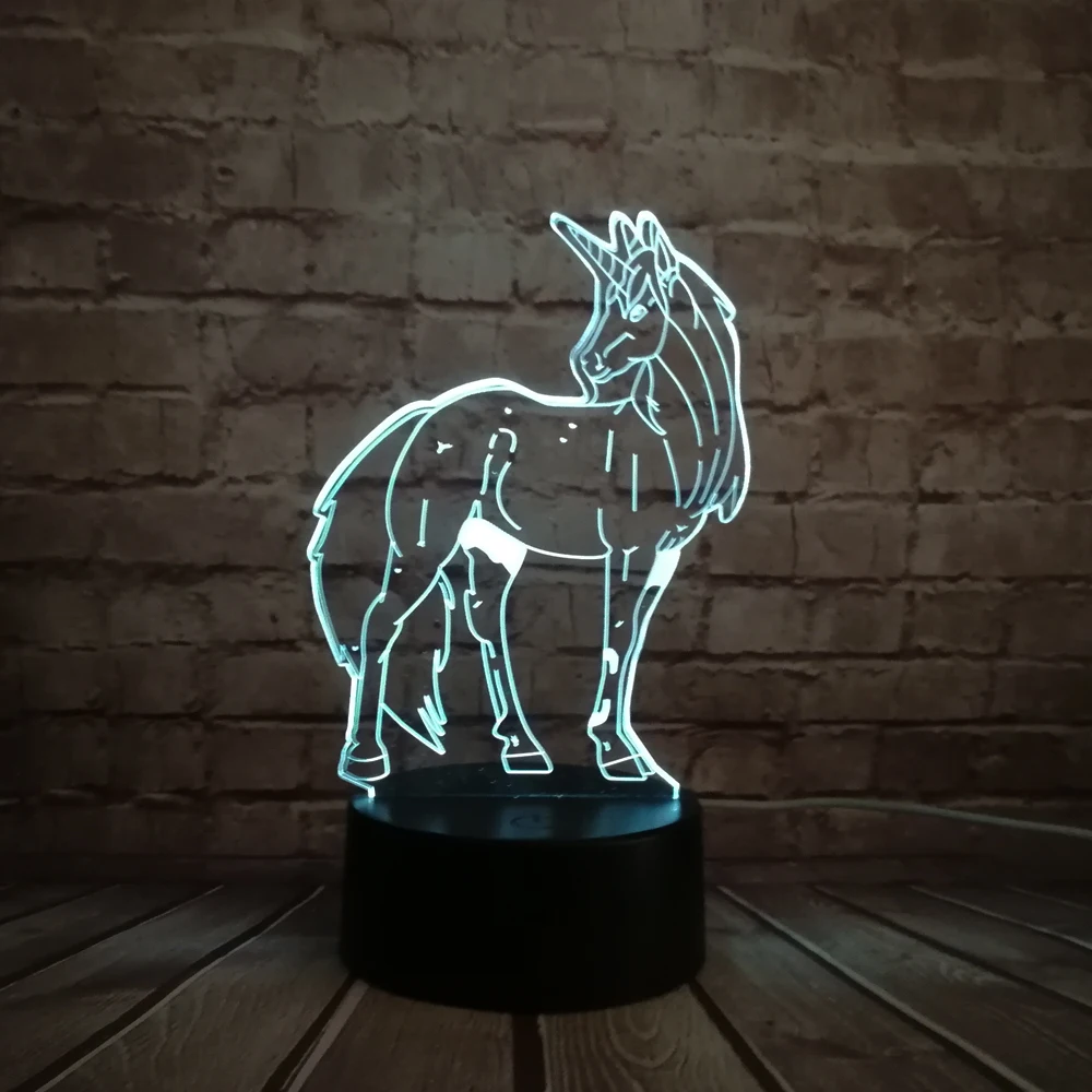 Лидер продаж Черная пятница животного прекрасный единорог светодиодный 3d-ночник многоцветный RGB лампы Рождественский декоративный подарок мультфильм бумажный фонарик