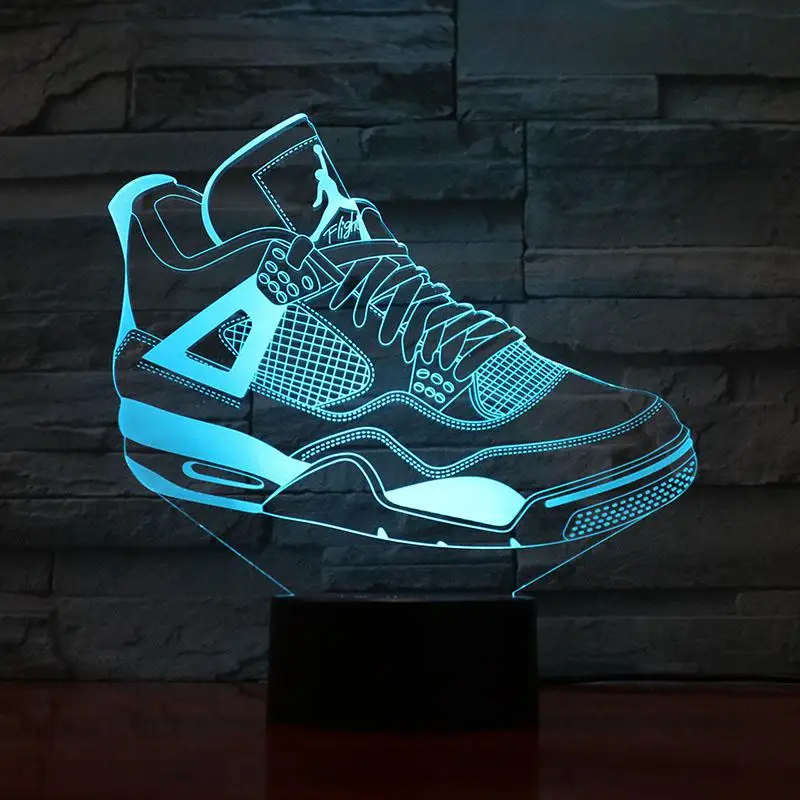 Баскетбольная обувь Jordan Мужская Ночная светодиодная 3D иллюзия Декор RGB Мальчики Дети Детские подарки настольная лампа прикроватная Air Jordan 6 кроссовки - Испускаемый цвет: aj 4