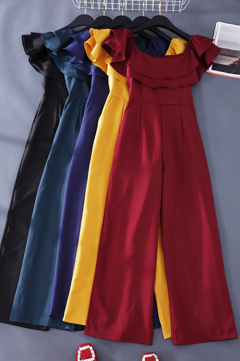 Женский комбинезон ALPHALMODA однотонный с высокой талией и широкими штанинами