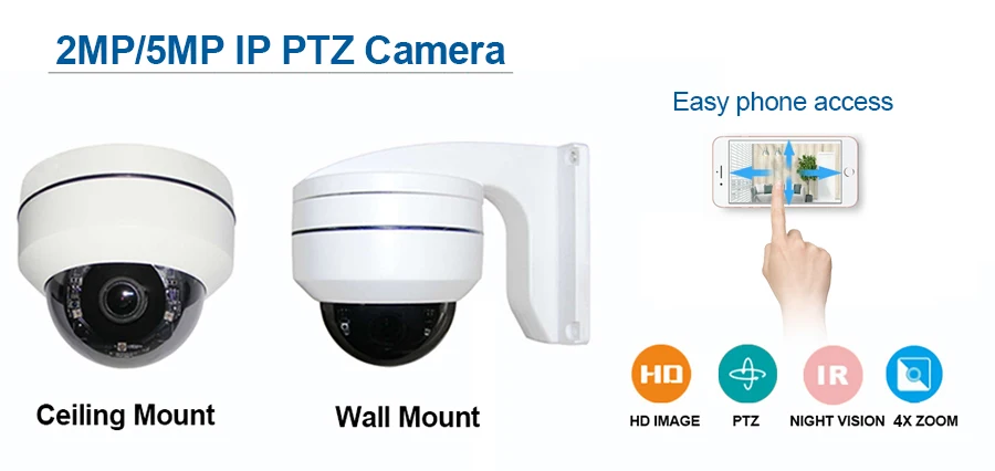 CCTV безопасности H.265 5MP Мини скоростная купольная PTZ камера 5 мегапикселей ip-камера Pan Tilt ONVIF IR 50 м 4X ZOOM IR P2P управление телефоном