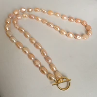 100 nature freshwater pearl necklace long baroque pearl 7 9 mmmetal in silver and gold color