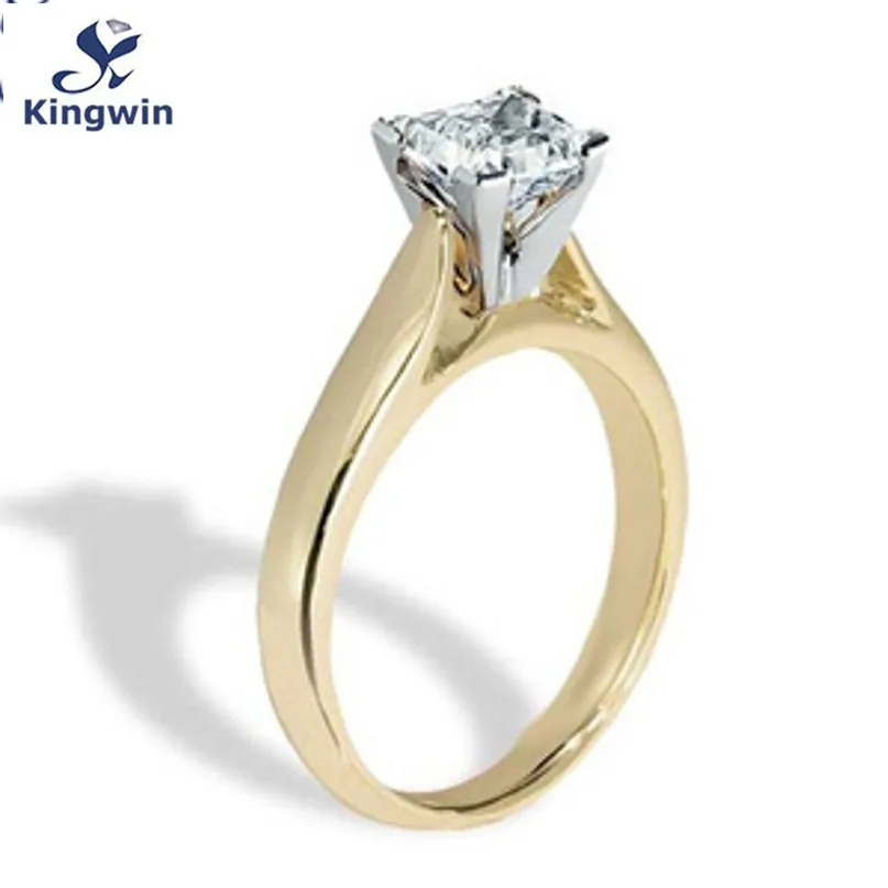 Однотонное серебряное обручальное кольцо принцессы с фианитами женское