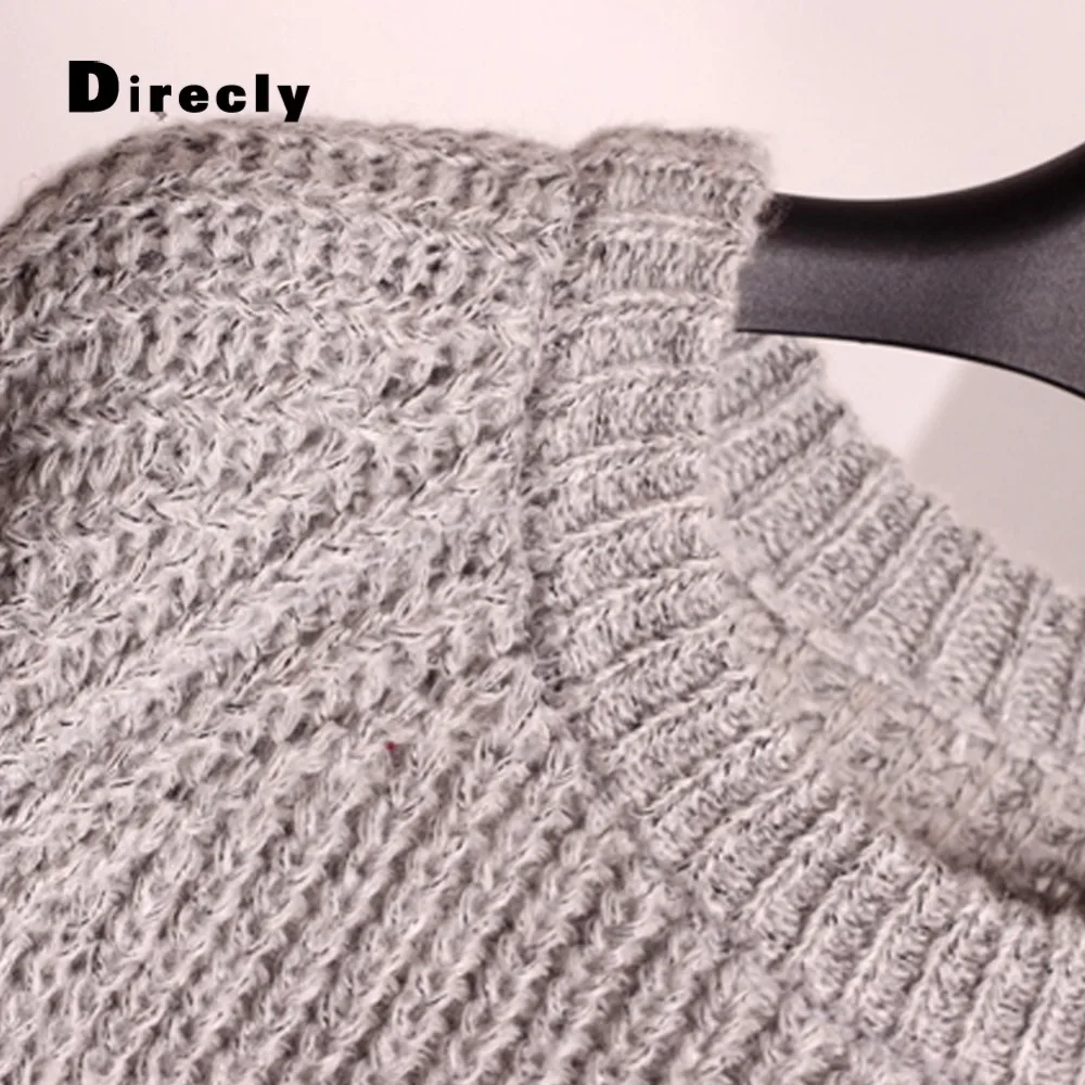 

Direcly Solid color ladies sweater pullover loose knit O-neck jacket autumn and winter long-sleeved pullover women's shirt