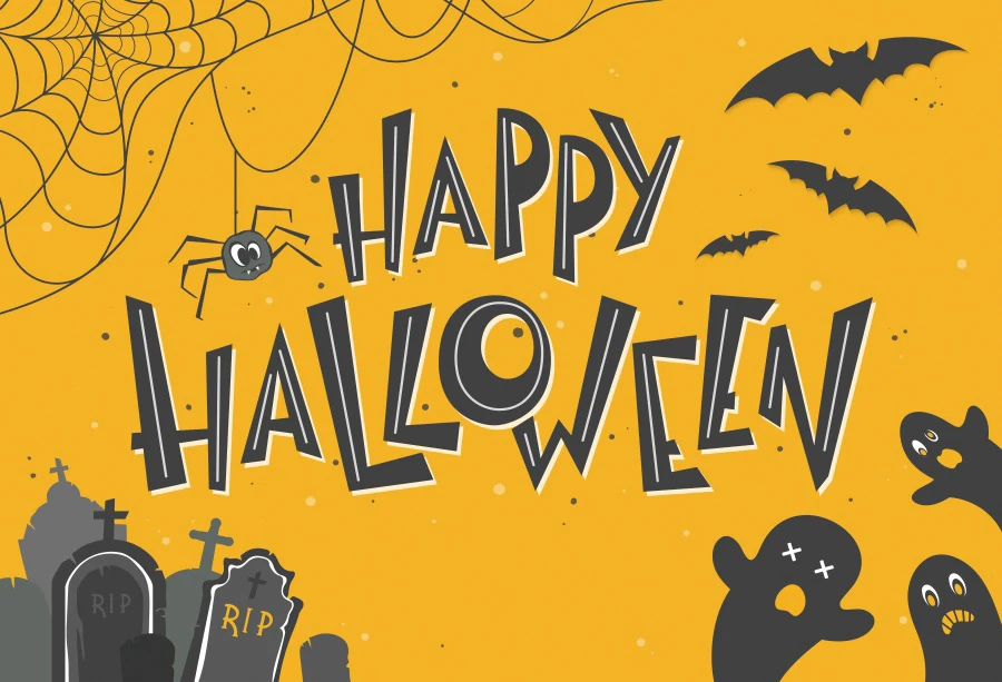 Laeacco фотографии Фоны с надписью Happy Halloween паук чистая летучей мыши могила баннер