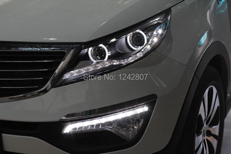 По EMS для KIA SPORTAGE R 2012-2013 V1 HID xenon светодиодный головной светильник/налобный светодиодный дневной светильник runnibg+ ангельские глазки halo