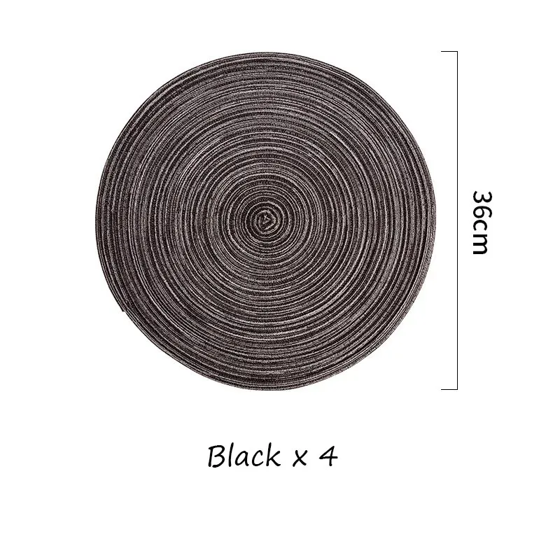 36cm Black NOOLIM 4 шт теплоизоляционные нескользящие твердые салфетки дисковые подставки для посуды коврик для обеденного стола коврик для кухни, принадлежности - Цвет: 36cm Black