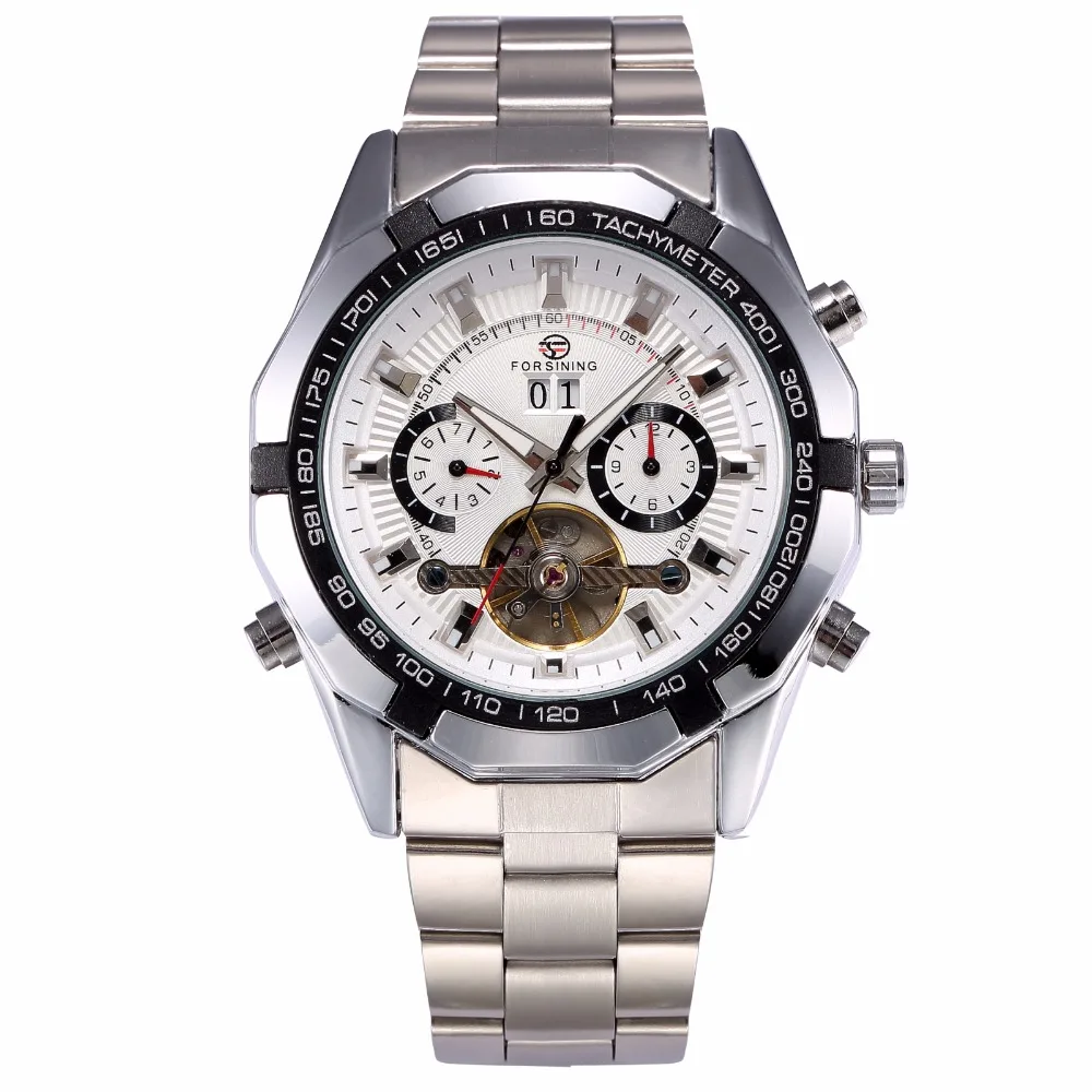 Мужские часы FORSINING модные повседневные спортивные механические из нержавеющей