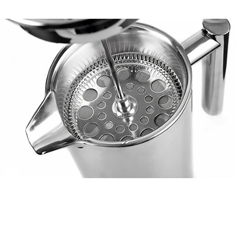 Biolomix French Press Double-Wall Stainless Steel Mirror Finish Coffee/Tea Maker: Double-Screen System Rust-Free Dishwasher Safe | Бытовая