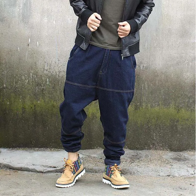 Новые мужские джинсы больших размеров осенние свободные шаровары с крестиком