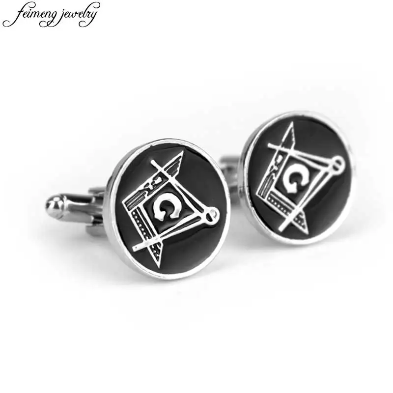Мужские Запонки Masonic подвески с круглым квадратным и черным покрытием из