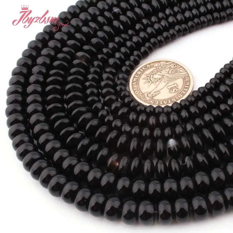 Круглые бусины черного агата Гладкие из натурального камня для самостоятельного