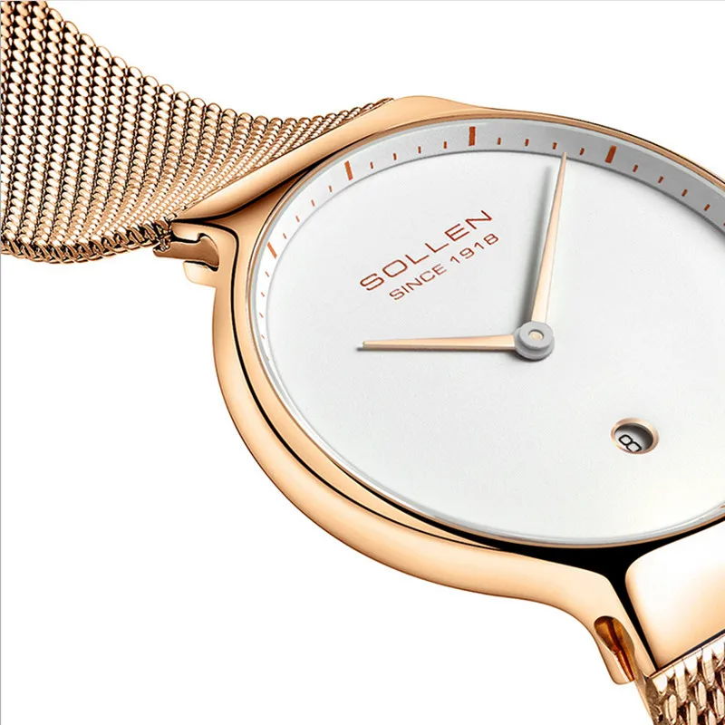 Часы женские кварцевые ультратонкие брендовые простые полностью Стальные