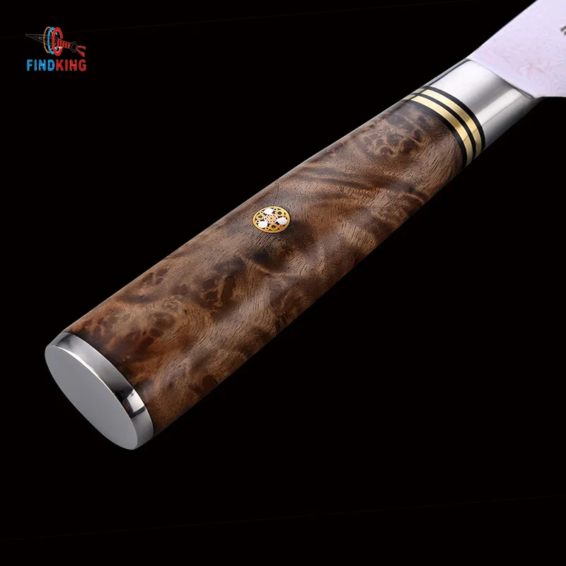 FINDKING AUS 10 Дамасская Стальная Стрелка узор Дерево Сапеле ручка дамасский нож 8