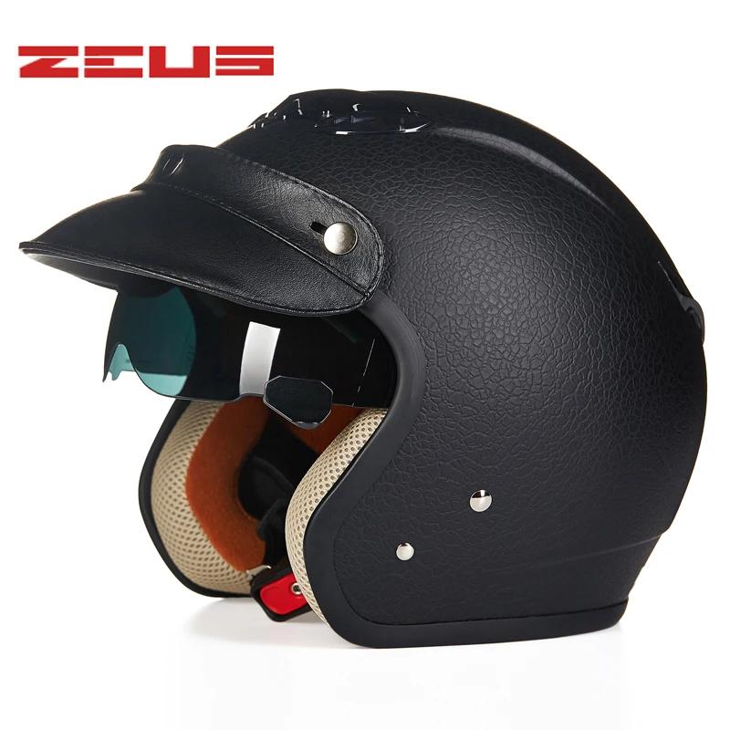 

ZEUS Open face vintage Motorcycle Helmet Retro 3/4 Casco Moto Chopper scooter capacete DOT 381C motorbike helmets