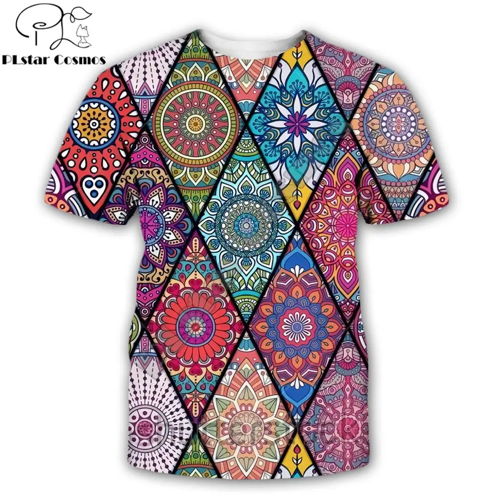 

PLstar Cosmos 2019 New Vintage Fashion bohemian T-shirt Beautiful totem 3D Print Men Women Summer Streetwear Casual T shirts