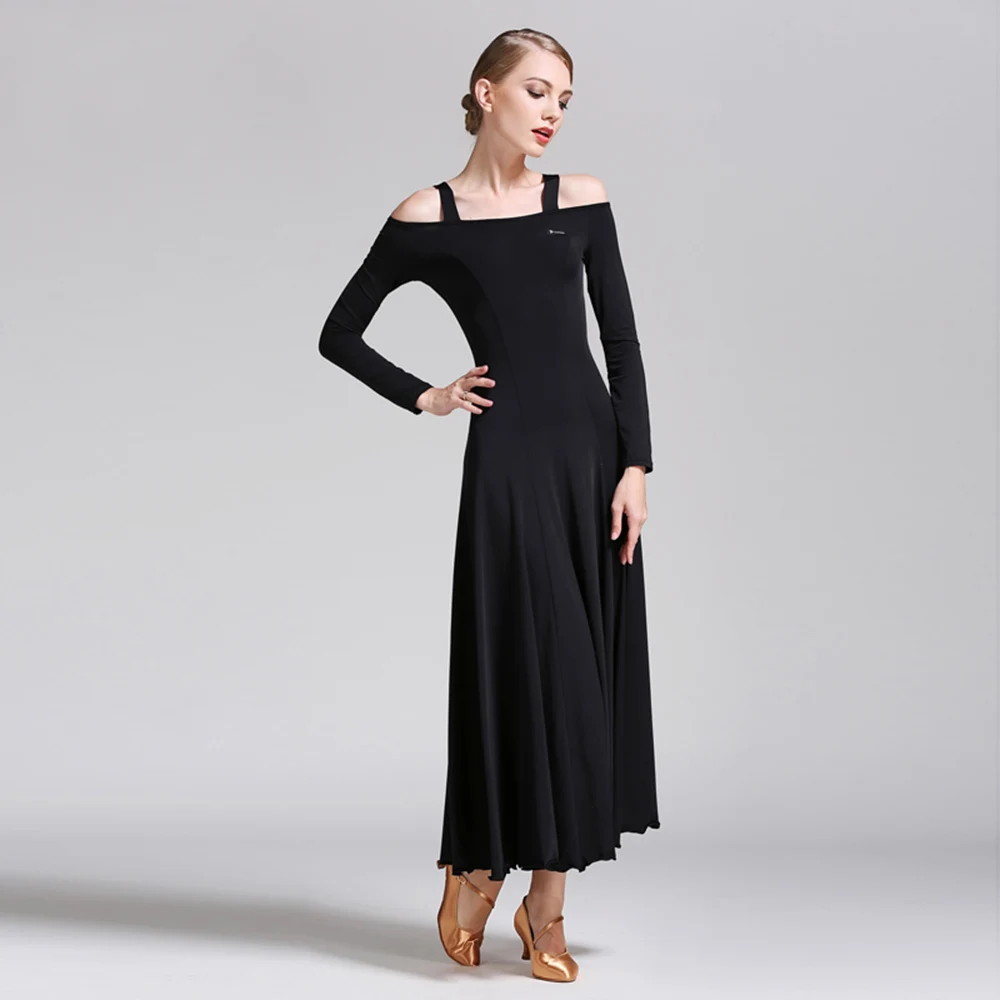 Женское платье для бальных танцев стандартных без бретелек с длинным рукавом