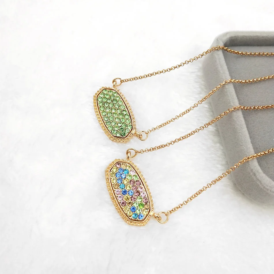 Модные милые романтические 2 цвета эллиптические оливки подвески ожерелья для