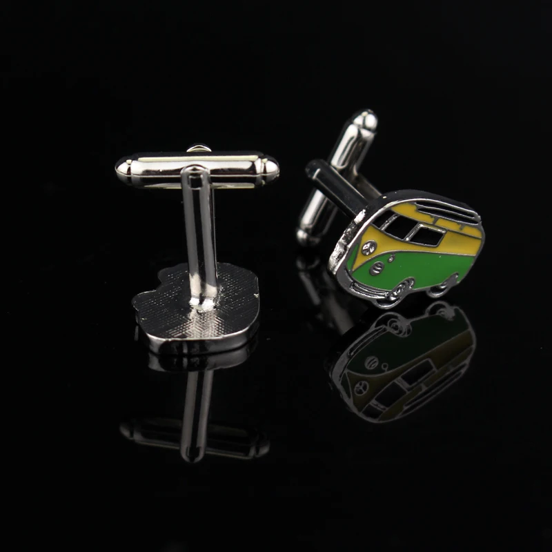 dongshengFashion Classic cars High Quality Green Bus Shape Cufflinks For Men Women Shirt Wedding Gift Cufflink for Party-40 | Украшения и