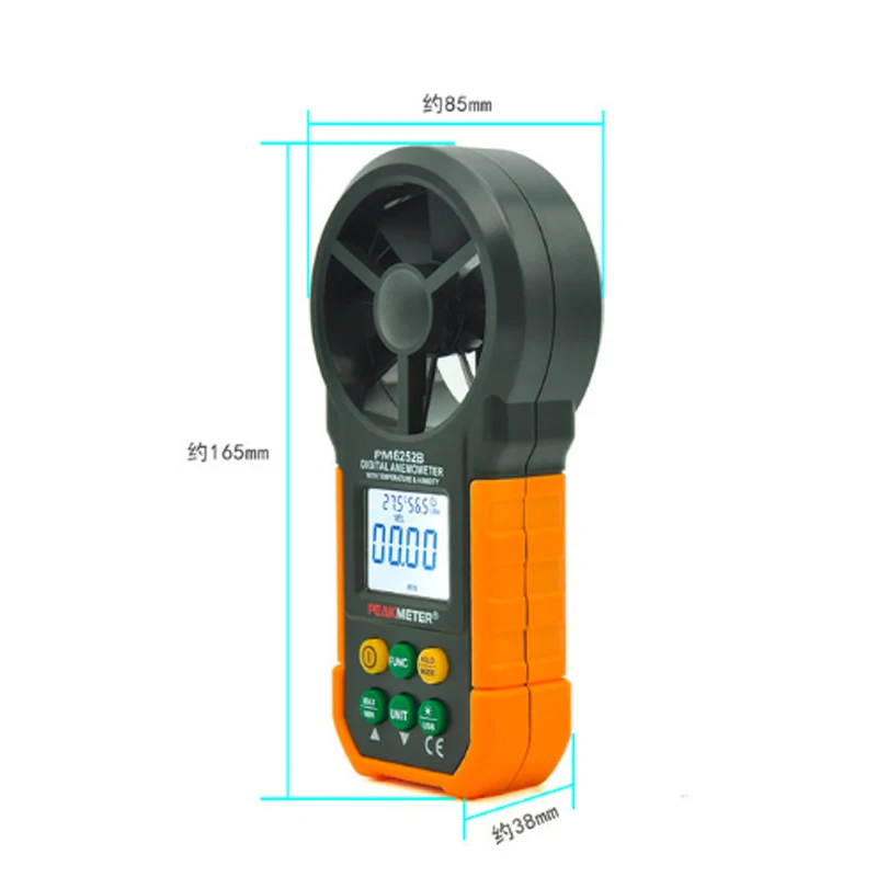 Цифровой анемометр PEAKMETER PM6252A/PM6252B, измеритель скорости ветра, объема воздуха, 30 м/с ЖК-дисплеем PM6252B с RH USB портом