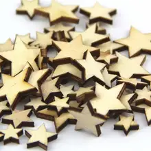 100 pièces d'étoiles en bois de taille mixte, découpes d'étoiles en bois naturel non fini, vierge, artisanat, bricolage