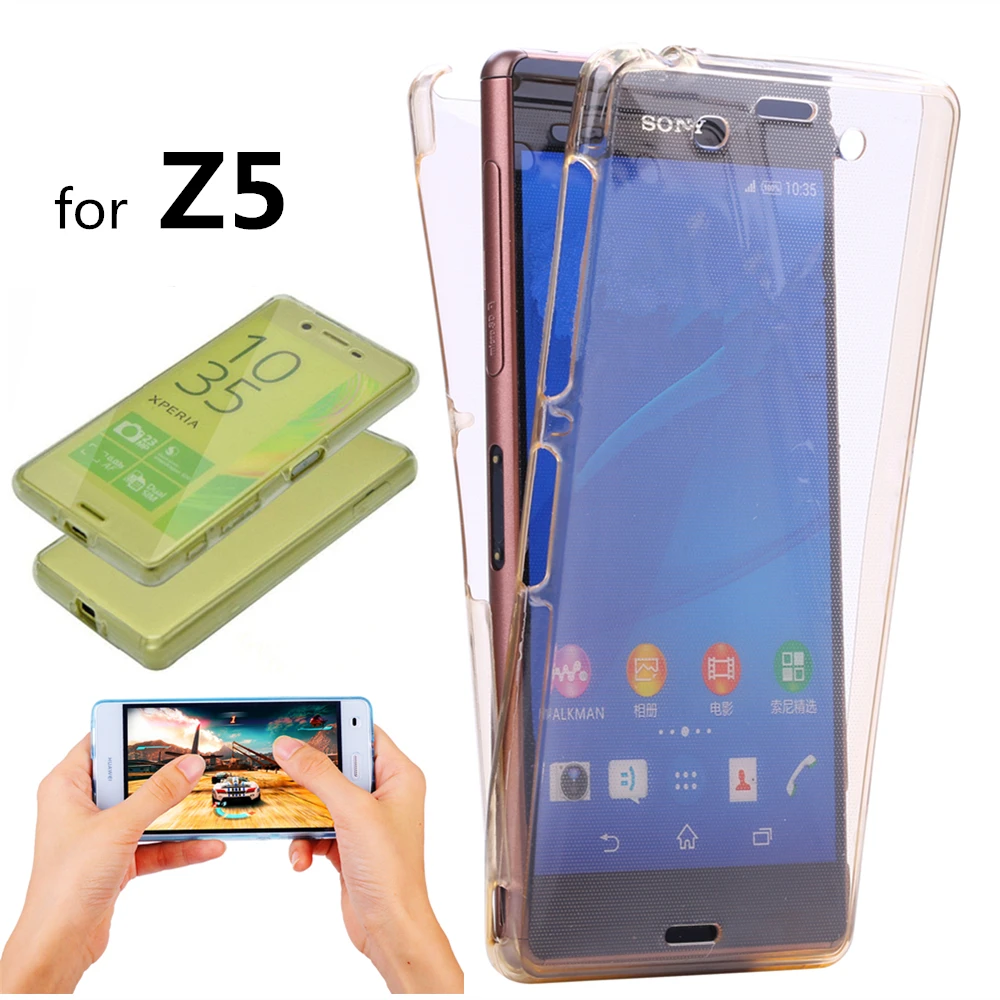 Прозрачный чехол на весь корпус для Sony Xperia Z5 мягкий силиконовый телефона 5Z 6683