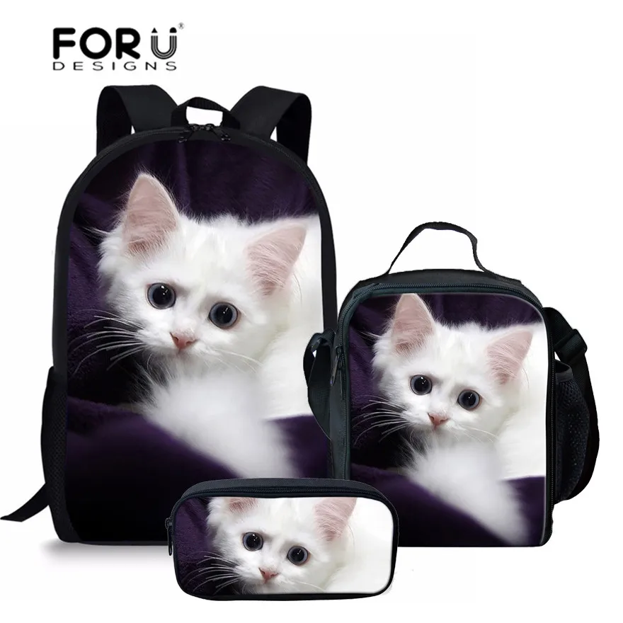 FORUDESIGNS/милый комплект с принтом котенка и кота для девочек подростков школьные