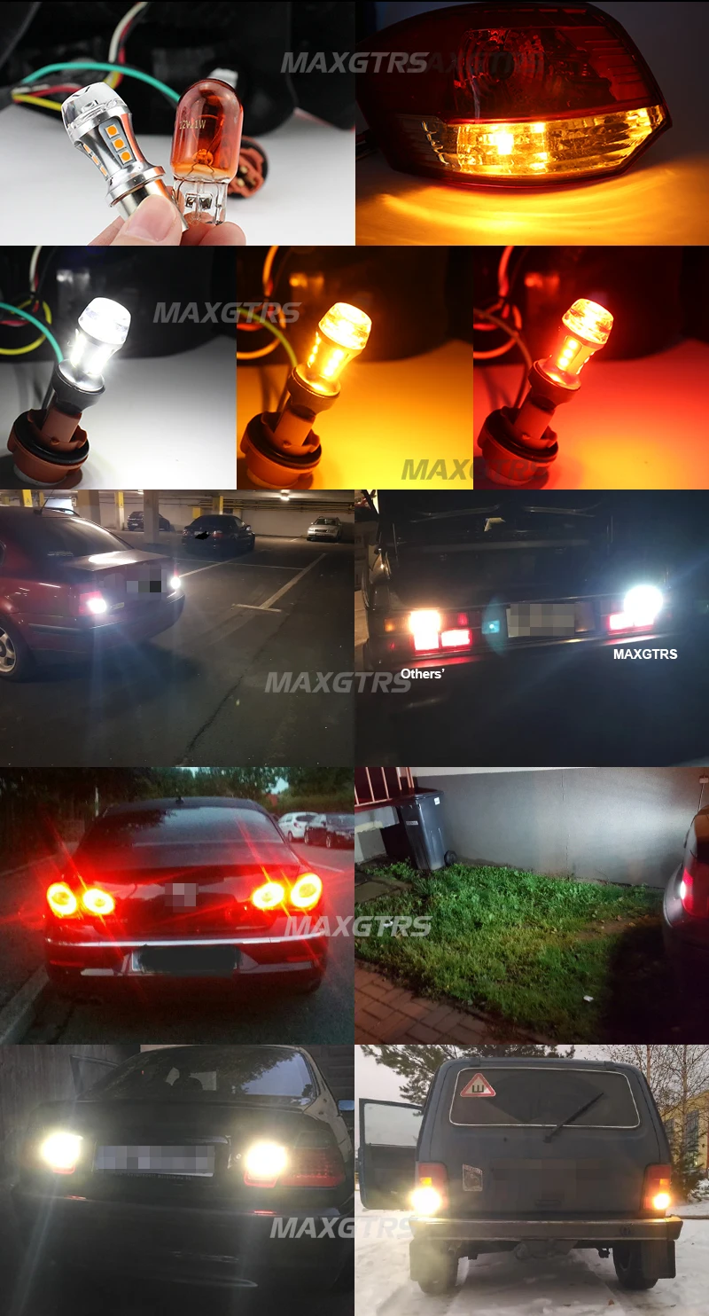 MAXGTRS 2x1156 светодиодный BA15S P21W S25 18 светодиодный 3030 фишек 6000K белый красный желтый стоп-сигнал задний фонарь DRL Автомобильная задняя лампа