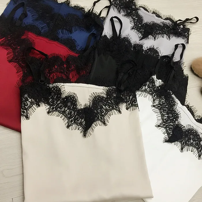 Новинка 2017 Женский однотонный топ женский модный жилет с кружевными лямками