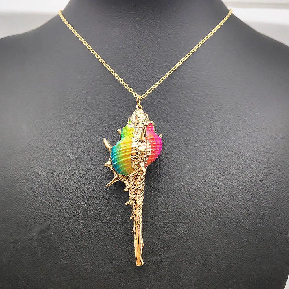 Пляжный отдых стиль ракушка подвесное ожерелье в богемном стиле золотая цепочка