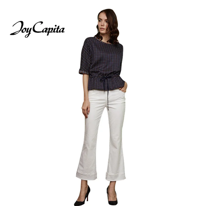 Joy Capita 2017 Spring Women Plaid Blouse Half Sleeve Round Collar Loose Shirts Fashion Streetwear tops Tee Blusas Clothing |