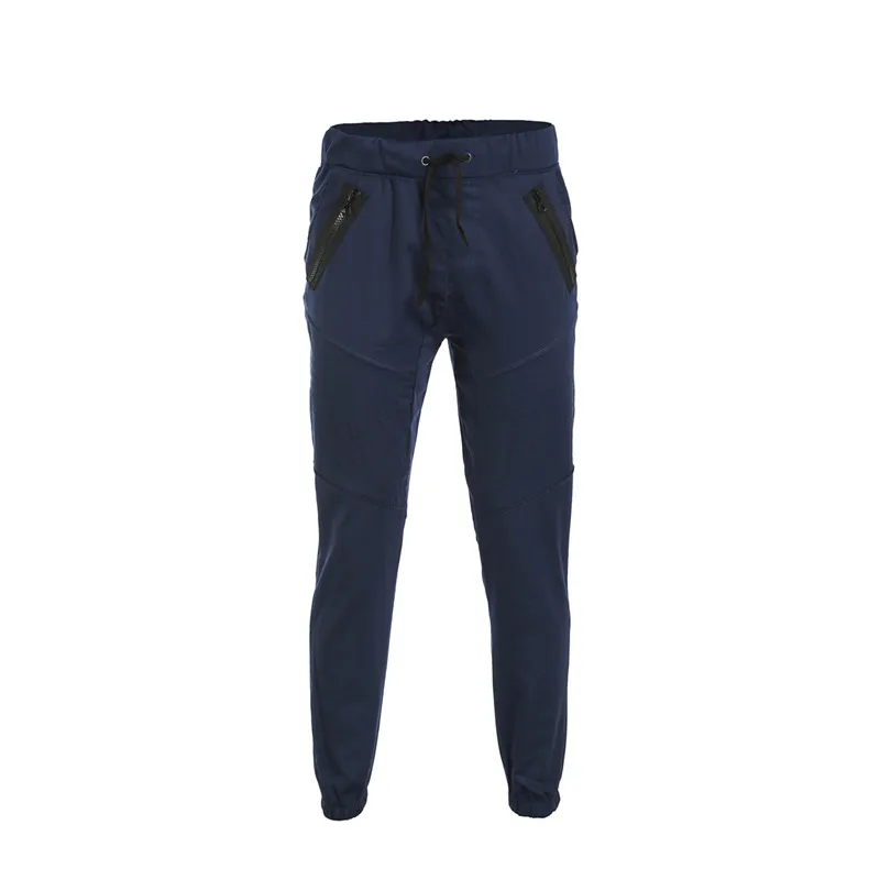 Navy Blue Мужские Длинные повседневные эластичные брюки, облегающие брюки-карандаш для бега, спортивные штаны, мужские длинные штаны - Цвет: Navy Blue