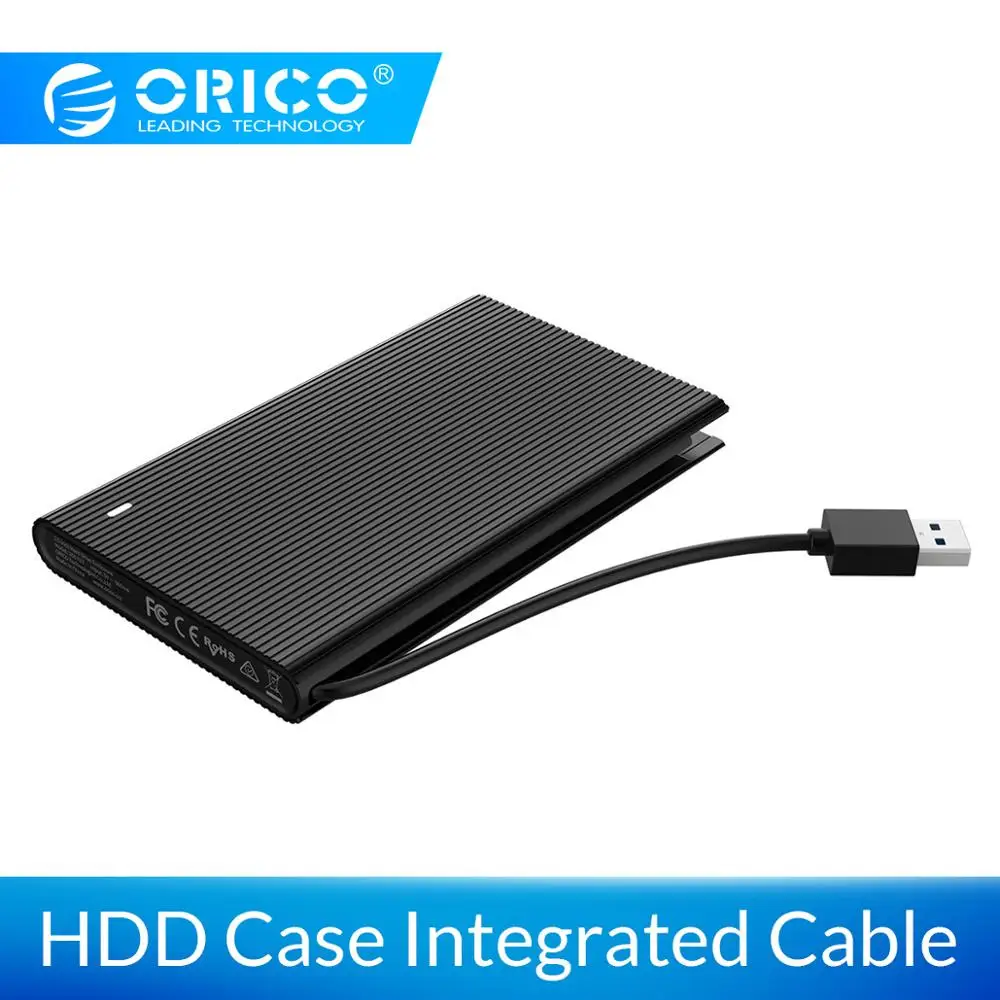 Чехол ORICO HDD 2,5 SATA для USB 3,0 чехол HD со встроенным кабелем для передачи данных Поддержка 4 ТБ HDD SSD чехол для внешнего жесткого диска