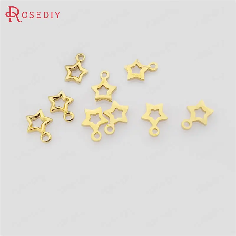 

(30401)200PCS 4MM 6MM Not plated color Brass Small Star Charms Diy Jewelry Findings Accessories Wholesale