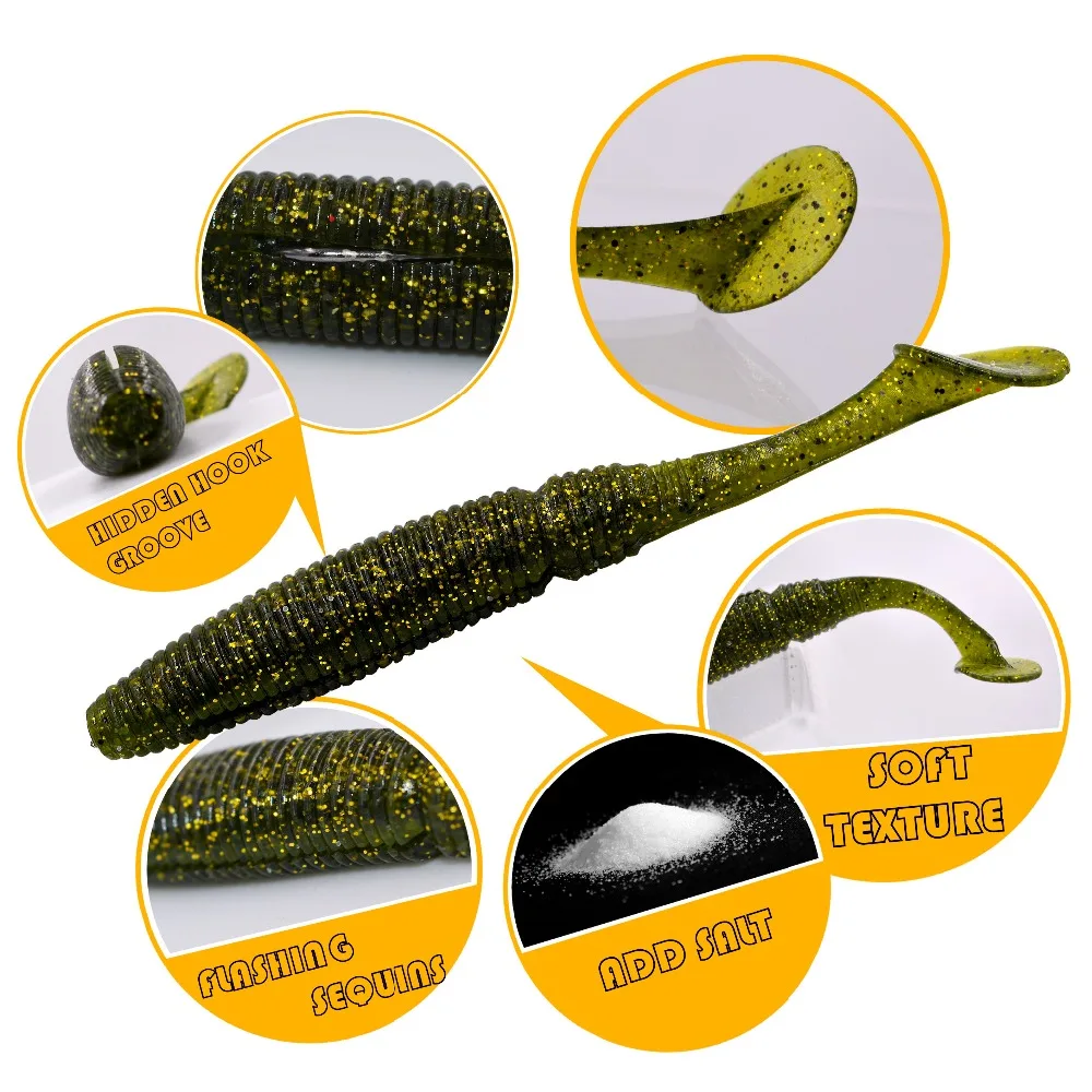 10cm/8g 6 pcs/pack Flexible Soft fishing Lure with silicone worm baits artificial lures high quality grubs Fishing bait | Спорт и