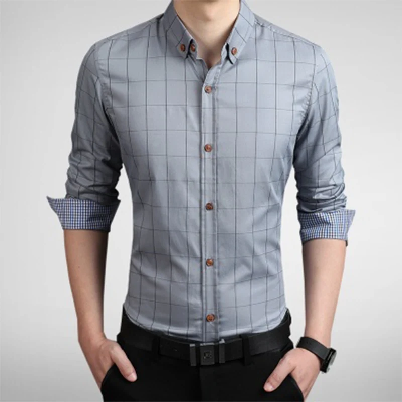 Мужская офисная рубашка Zogaa повседневная облегающая блузка из хлопчатобумажной