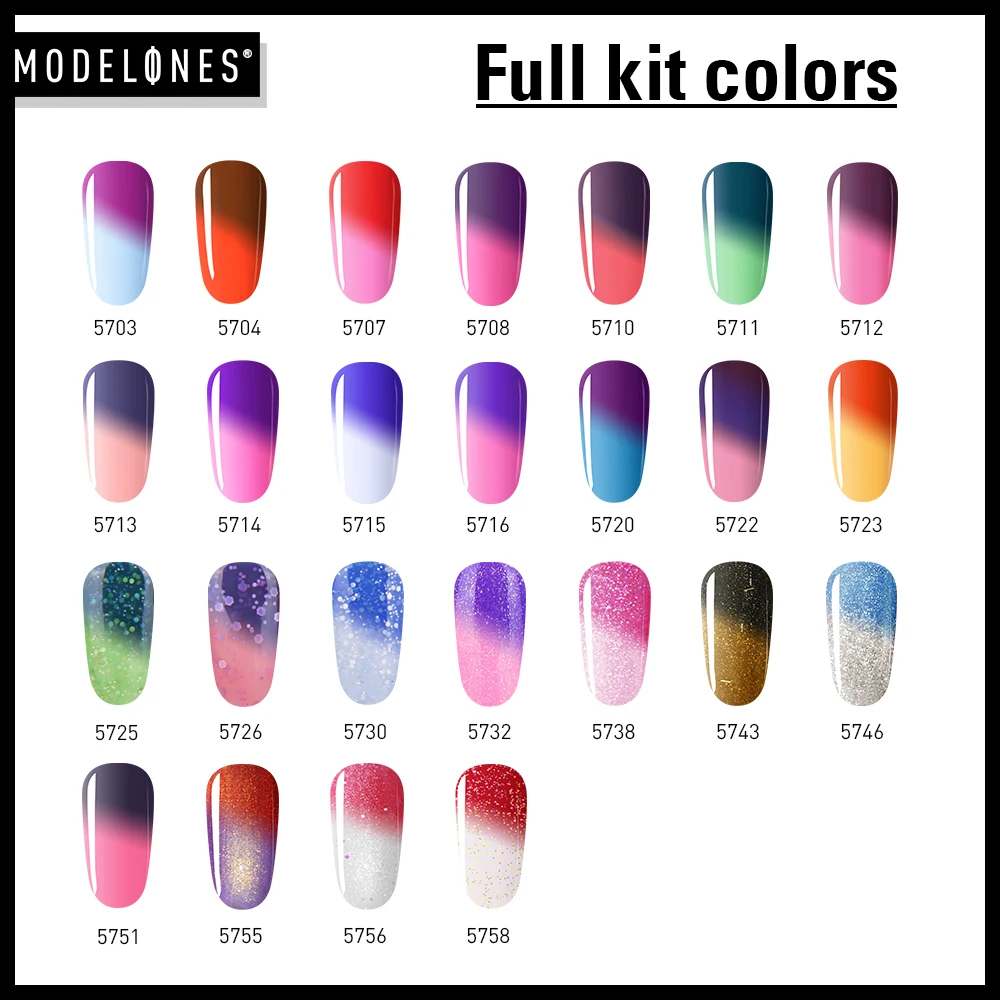 Modelones изменяющий цвет в зависимости от температуры Led Гель-лак для ногтей дизайн