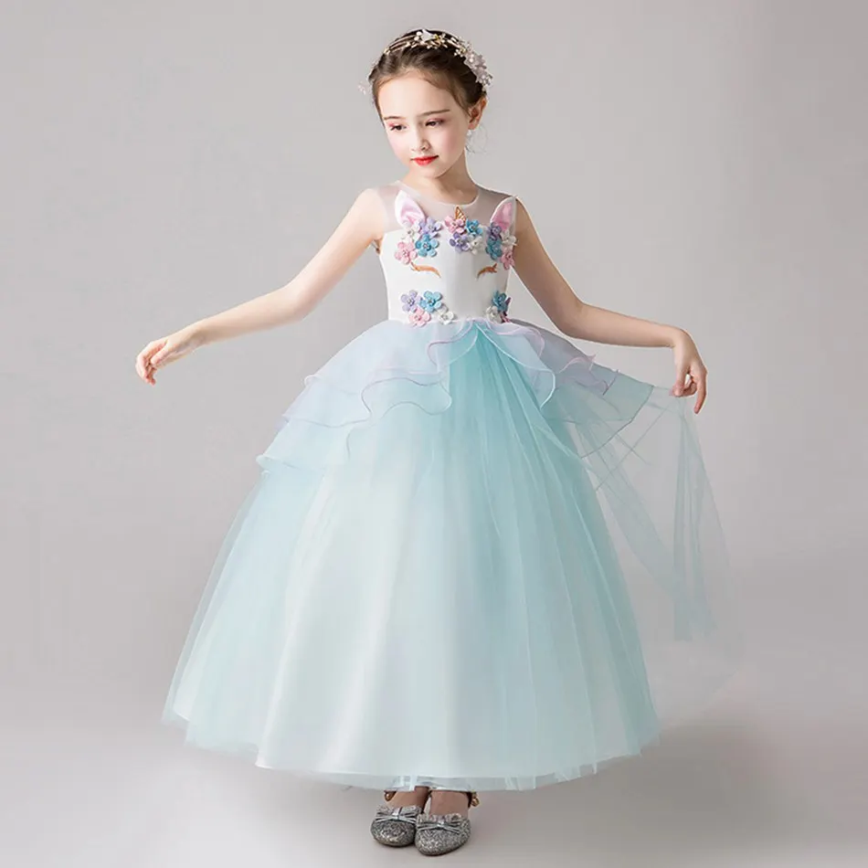 

YOFEEL Fancy Unicorn Dress for Girl Kids Pony Costume Sleeveless Bow Tiered Gown Summer Clothing Outfits Child Princess Dresses